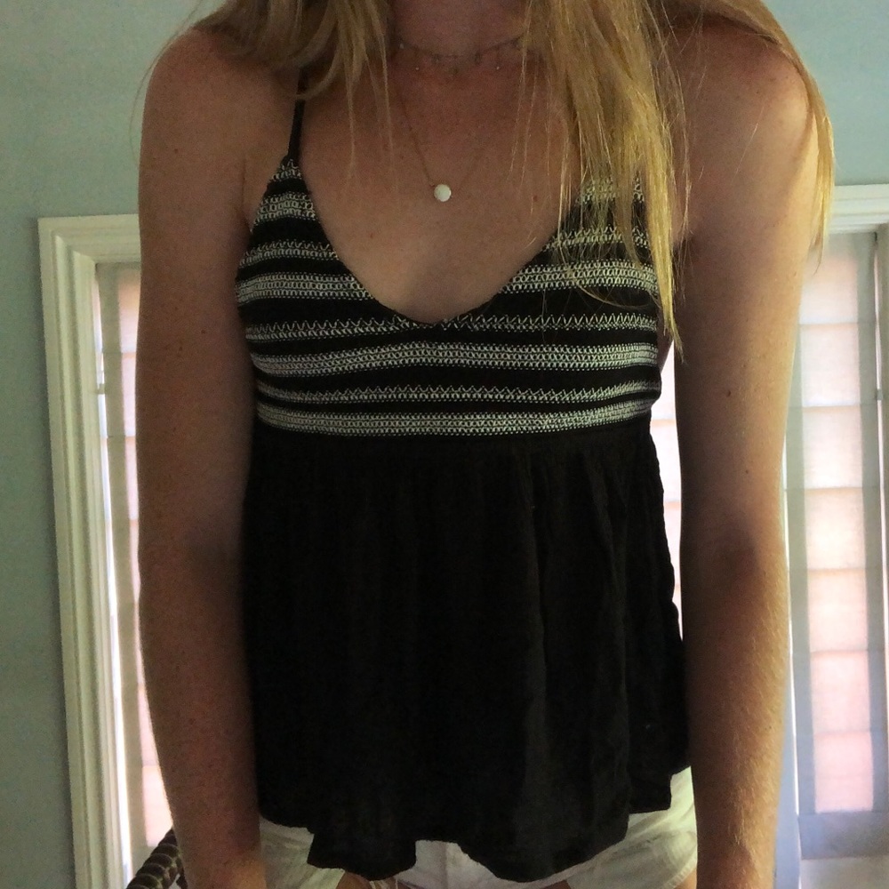 cross back black tank top